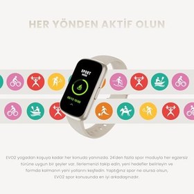 Resim HiFuture EVO2 Bluetooth 5.2 1.47” Ekran 1 ATM Su Geçirmez 24+ Spor Modu Nabız Spor Kan Oksijen Takibi IOS & Android Uyumlu Akıllı Bileklik (Krem) 