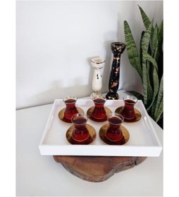 Resim Beyaz Sunum Tepsisi Dekoratif Kahve, Söz, Nişan, Sunum , Beyaz Ahşap Servis Tepsisi Beyaz 