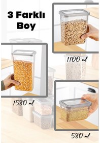 Resim 18'li Sızdırmaz Kapak Kaşıklı Saklama Kabı Seti - Etiketli Baharatlık - 6x 580 Ml, 1100 Ml, 1580 Ml 