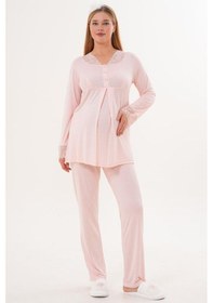 Resim Mecit Pijama Mecit 5808 Kadın Hamile Lohusa Pijama Takımı Pudra 