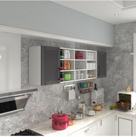 Resim Kenzlife Hazır Mutfak Dolabı Nohut60 Gri Mod2 60 200 32 Mebran Kapak Suntalam Gövde Beyaz 