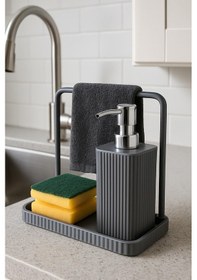 Resim Havluluklu Sıvı Sabunluk & Havlu Asma Aparatlı Sıvı Sabunluk Füme 400 Ml Füme 