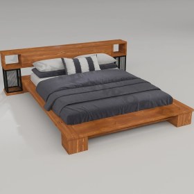 Resim Deryawood Mar Masif Ahşap Tek Kişilik Karyola 160X200 - Açık Ceviz Renk 
