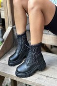 Resim Mida Shoes Paris Siyah Deri Yüksek Taban Kadın Bot 
