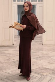 Resim carell Fitilli Triko Etekli Takım Mürdüm 