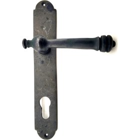 Resim Antika Tarz Dekoratif Pirinç Taşra Banyo Kapı Kolu - 220X35 Mm, Oksit Nemere 