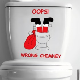 Resim Noel Dekorasyonu Noel Baba Hediyeler ve Tuvalet ile Size Geliyor Kendinden Yapışkanlı Tuvalet Çıkartmaları Çıkarılabilir Banyo Duvar Dekorasyonu Tuvalet Çıkartmaları Banyo Çıkartmaları 