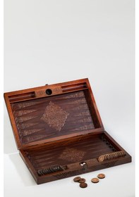 Resim Rumi Desenli Ahşap Tavla 