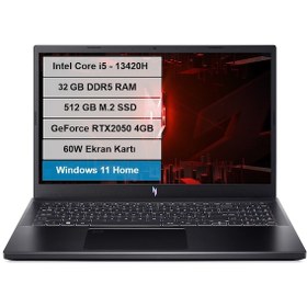 Resim Acer Nitro V15 ANV15-51-567U NH.QNDEY.002-02 i5-13420H 32 GB 512 GB SSD RTX2050 15.6" W11H Dizüstü Bilgisayar 