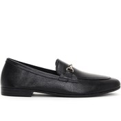 Resim Women's Black Leather Masculine Loafer Derimod