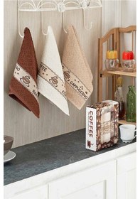 Resim 3'lü Coffee Mutfak Havlusu Seti 30 x 50 CM 