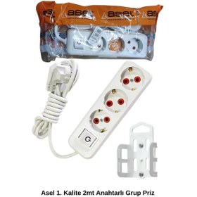 Resim 2 Metre Askı Aparatlı Anahtarlı 3lü Grup Priz Royaleks-68134 Diğer 