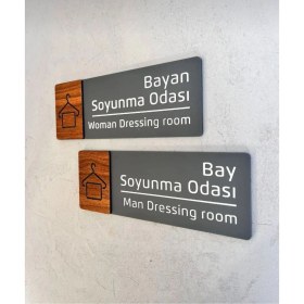 Resim Yönline Ceviz Serisi Soyunma Odası 2'li Set Kapı Isimliği 