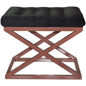 Resim Evodeko Bakır Çapraz Ayaklı Siyah Puf 