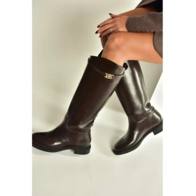 Resim Fox Shoes V973720909 Kahverengi Klasik Alçak Tabanlı Kadın Çizme 