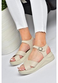 Resim Fox Shoes P713330209 Kalın Tabanlı Günlük Kadın Sandalet Bej 