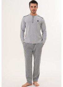 Resim Mecit Pijama Mecit 2998 Gri Selanik Kumaş Kışlık Erkek Pijama Takımı Gri 