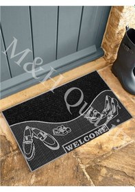 Resim Welcome Yazlı Kapı Önü Paspası Gri Rengi Gri 