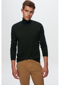 Resim D's Damat Ds Damat Regular Fit Haki Pamuk Karışımlı Balıkçı Yaka Triko Kazak 5HF06ORT12007 Haki 