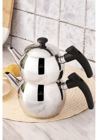 Resim Karaca Adelya İndüksiyon Tabanlı Mini Boy Siyah Çaydanlık Takımı 