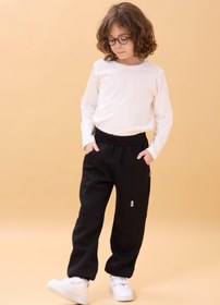 Resim Kalın Jogger Cepli Unisex Çocuk Eşofman Altı - Siyah / 10-11 Yaş 