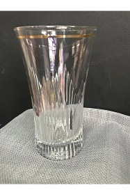 Resim Paşabahçe Piramit Gold Dekorlu Meşrubat Bardağı Tekli Premium Cam Bardak Şık Sunum İçin İdeal Şeffaf 