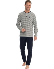 Resim U.s. Polo Assn. Erkek Uzun Kollu Yakası Düğmeli Çizgili Pijama Takımı 001 