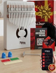 Resim Midex KLX-550 Beyaz Renk Gerçek Ağaç Kalimba 17 Tuşlu Full Set 