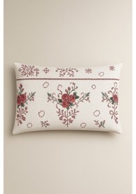 Resim Rosina Mor Desenli 2 Li Yastık Kılıfı Pamuklu Kumaş Fermuarlı Mor 