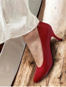 Resim Saracshoes Gerçek Deri Kadın Topuklu Ayakkabı Kırmızı Cool 