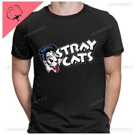 Resim Laoyaoyifu Kaçak Kediler Klasik Pamuk Tshirt - Rock Band Hayranları İçin Hipster Streetwearblackerkek Black 