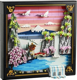 Resim LEGO Art Japon Kiraz Çiçeği Manzarası 31218 - Yetişkinler için Ayarlanabilir 3 Boyutlu Şelale ile Fuji Dağı, Çay Evi, Japon Turnaları ve Kiraz Çiçeği İçeren Model Yapım Seti, Hediye Fikri (1892 Parça) 