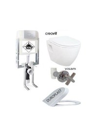 Resim Nkp Gömme Rezervuar + Ara Kesme + Tp325 Creavit Asma Klozet + His 