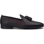 Resim Deery Hakiki Deri Bordo Erkek Püsküllü Loafer - 01702mbrdc03 Bordo 