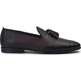 Resim Deery Hakiki Deri Bordo Erkek Püsküllü Loafer - 01702mbrdc03 Bordo 