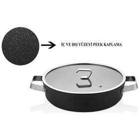 Resim Oms Biogranit 24 Cm Karnıyarık 24 Cm Derin Tencere 28 Cm Tava İndüksiyon Tabanlı Siyah 