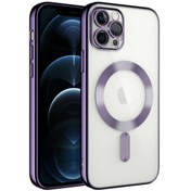 Resim CaseArt Apple Iphone 11 Pro Max Mag Safe Özellikli Lens Korumalı Logo Gösteren Şeffaf Silikon Kılıf - Mor 