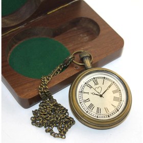 Resim İlk El Grup Ieg® Ahşap Kutulu Pirinç Köstekli Saat Model 5 