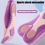 Resim 2 Adet Unisex Şok Emici Spor Tabanlıklar - Ergonomik Tasarımlı Nefes Alabilir Mor Kemer Destek Pedleri, Koşu, Basketbol ve Spor Ayakkabıları İçin - Hafif & Dayanıklı Erkek ve Kadın Ayakkabı İçi Yastıkları, Ayak Konforu, Dokulu Yüzey, Esnek Malzeme, Aktif Yaşam Tarzı 