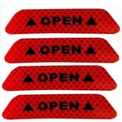 Resim Kırmızı 4 Adet Evrensel Uyarı Işareti Yansıtıcı Bant Araba Kapı Etiket Çıkartmaları Araç Güvenliği Gece Reflektör 