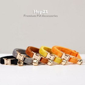 Resim Cat Collar Velvet Named Bell Cat Collar 649724 - Tasma + Papyon + Gezdirme İpi / S/M 