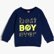 Resim Erkek Bebek Yazılı Baskılı Sweatshirt 