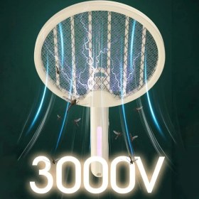 Resim Tenis Raketi Tipi Masaüstü Olabilen Gece Lambalı Sinek Kovucu,öldürücü Raket ( Lisinya ) 