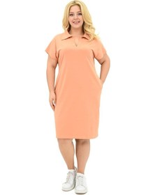 Resim Kadın Büyük Beden Gömlek Yaka Elbise 5263-25 001 