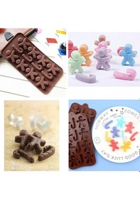 Resim 12 Göz Gingerbread Man ve Baston Şeker Silikon Çikolata Kalıbı 