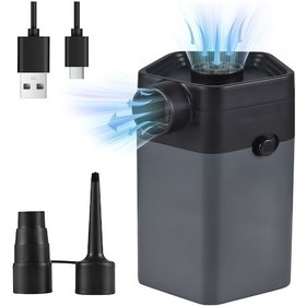Resim Teltree Kabellos Şarj Edilebilir Mini Hava Pompa - 6000pa Basınç, 120l/dk Akış, 2 Ağızlı, Yüzme Havuzu Yatakları Ve Depolama Çantaları İçin Siyah 