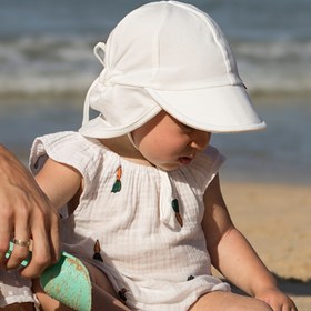 Resim CAMPTRACE Ayarlanabilir Toddler Güneş Şapkası, Bağcıklı ve Arka Boyun Kapağı - Hafif, Nefes Alabilen Polyester, Yaz Plajı ve Açık Hava Oyunları İçin Mükemmel, Yeşil Yaprak Tasarımı ile Beyaz, Açık Hava Şapkası | Oyunlu Tasarım | Nefes Alabilen Şapka, Plaj Şapkası 