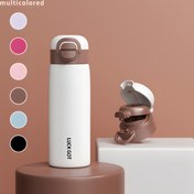 Resim 17oz (yaklaşık 500ml) yalıtımlı termos Paslanmaz çelik sıcak kahve seyahat bardağı Çift kapaklı flip-top kapağı ile sıcak ve soğuk içecekler için 