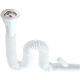 Resim FNC Körüklü Lavabo Sifonu 80 CM Beyaz Renkli Kolay Montaj Özelliği ile Dayanıklı Lavabo Gider Borusu 