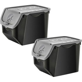 Resim Mutfak Köşesi Coral 12 Litre 2'li Soğan Patates Saklama Kutusu Siyah-Gri Patates Soğanlık 